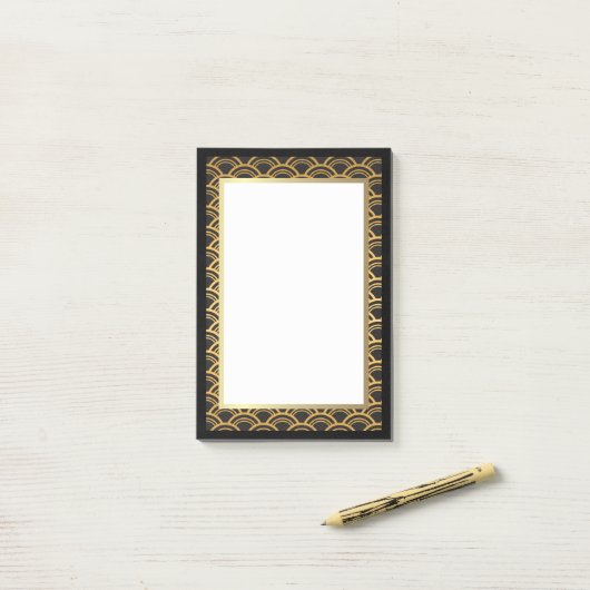 Decomand zwart en gouden kunst post-it® notes (Op bureau)