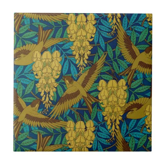 Decomvogels en -bladeren Tegeltje (Voorkant)