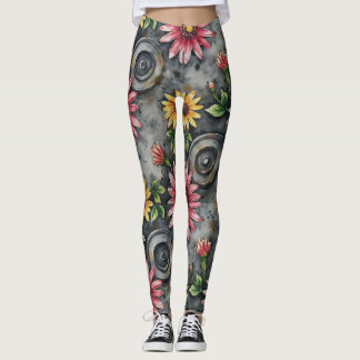 Deconstructed Floral Mandalas Seamless Pattern Leggings