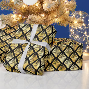 Decopatroon voor gouden en zwarte diamanten cadeaupapier