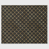 Decopatroon zwart en gouden kunst cadeaupapier (Vlak)