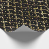 Decopatroon zwart en gouden kunst cadeaupapier (Hoek)
