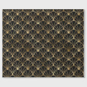 Decopatroon zwart en gouden kunst cadeaupapier (Vlak)