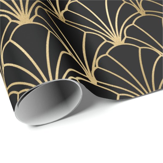 Decopatroon zwart en gouden kunst cadeaupapier (Rol Hoek)