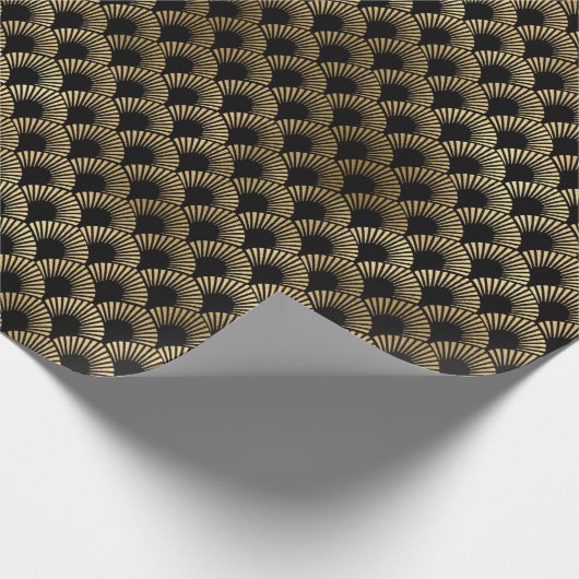 Decopatroon zwart en gouden kunst cadeaupapier (Hoek)