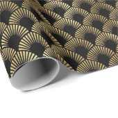 Decopatroon zwart en gouden kunst cadeaupapier (Rol Hoek)