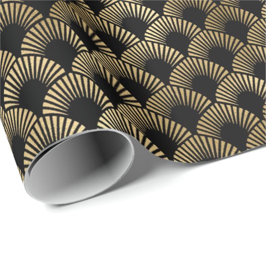 Decopatroon zwart en gouden kunst cadeaupapier (Rol Hoek)