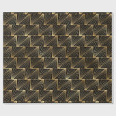 Decopatroon zwart en gouden kunst cadeaupapier (Vlak)