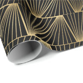 Decopatroon zwart en gouden kunst cadeaupapier (Rol Hoek)