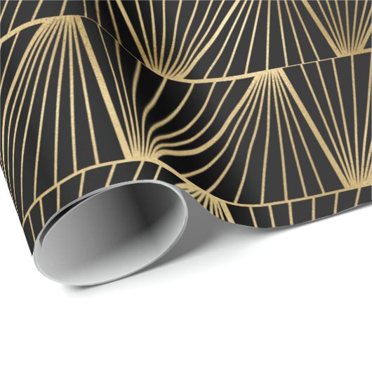 Decopatroon zwart en gouden kunst cadeaupapier (Rol Hoek)