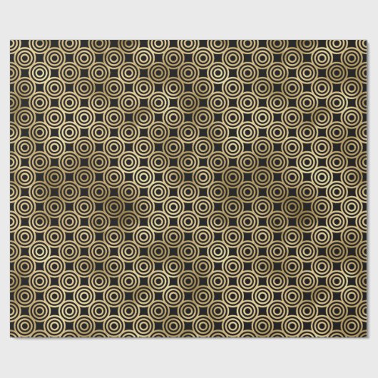 Decopatroon zwart en gouden kunst cadeaupapier (Vlak)