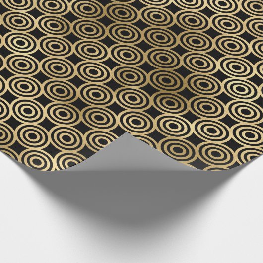 Decopatroon zwart en gouden kunst cadeaupapier (Hoek)