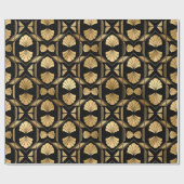 Decopatroon zwart en gouden kunst cadeaupapier (Vlak)