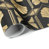 Decopatroon zwart en gouden kunst cadeaupapier (Rol Hoek)