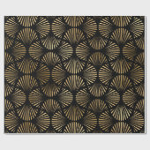 Decopatroon zwart en gouden kunst cadeaupapier (Vlak)