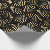 Decopatroon zwart en gouden kunst cadeaupapier (Hoek)