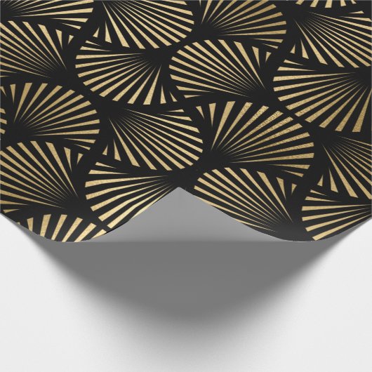 Decopatroon zwart en gouden kunst cadeaupapier (Hoek)