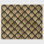 Decopatroon zwart en gouden kunst cadeaupapier (Vlak)