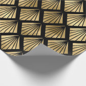 Decopatroon zwart en gouden kunst cadeaupapier (Hoek)