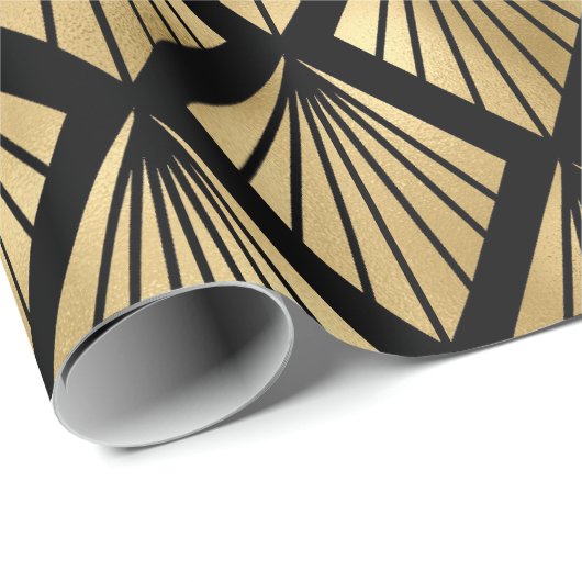 Decopatroon zwart en gouden kunst cadeaupapier (Rol Hoek)