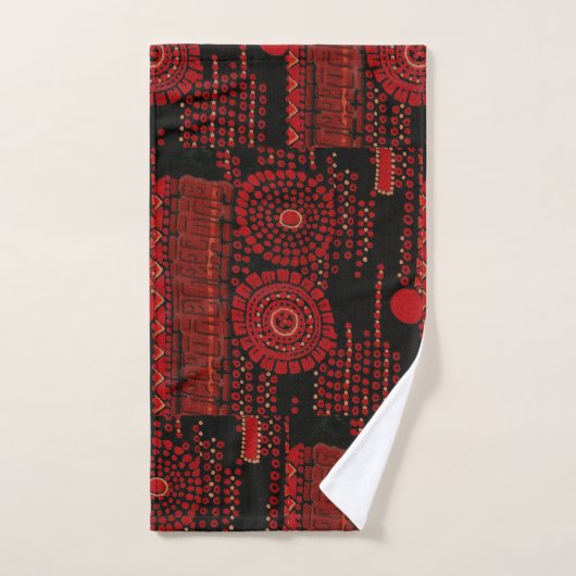 Decopatroon zwart en rood bad handdoek (Handdoek)