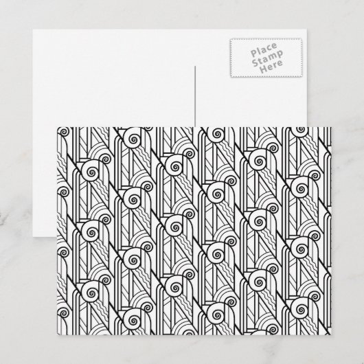 Decopatroon zwart/wit briefkaart (Voorkant / Achterkant)