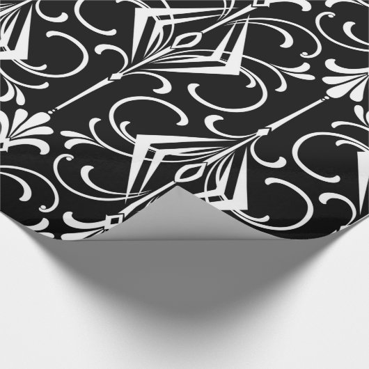 Decopatroon zwart/wit cadeaupapier (Hoek)