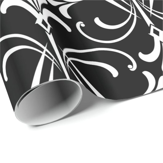 Decopatroon zwart/wit cadeaupapier (Rol Hoek)