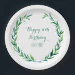 Decor 30th Birthday Party Olive Leaf Laurel Wreath Papieren Bordje<br><div class="desc">Gepersonaliseerde verjaardagsfeest of andere feestelijke feestelijke feestdagen maken het goed en het decor het werpen van een feest zowel eenvoudig als uniek! Aanpassen voor elk jaar van een verjaardag, verjaardag of andere speciale viering. Een mooi, watergekleurd laurierontwerp met schuitkruin is zowel klassiek als hedendaags in groen en wit. Perfect voor...</div>