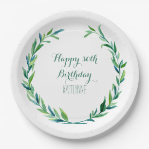 Decor 30th Birthday Party Olive Leaf Laurel Wreath Papieren Bordje
