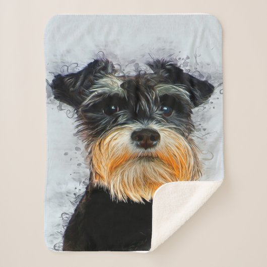 Décor Banket | HONDENLIEFHEBBER | Cute Schnauzer Sherpa Deken (Voorkant)