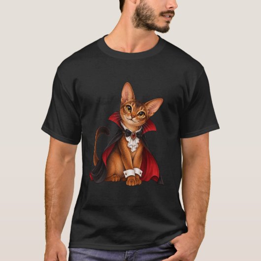 Decor Cute Abyssinian Cat Vampire Dracula T-shirt (Voorkant)