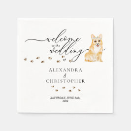 Decor Drink Corgi Hond Welkom op de bruiloft Servet