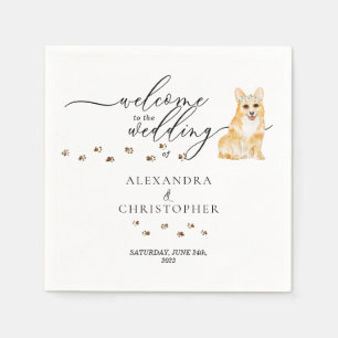 Decor Drink Corgi Hond Welkom op de bruiloft Servet