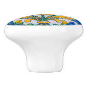 Decor ingewikkeld gouden gele sierbloemen keramische knop (Zijkant)