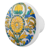 Decor ingewikkeld gouden gele sierbloemen keramische knop (Rechts)