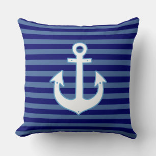 decor nautical anchor & gestreepte marine kussen