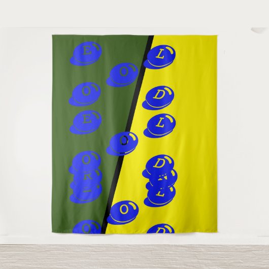 DECOR_Room CUTE _YELLOW_BLUE_GREEN_RMDESIGNFLO55 Wandkleed (Voorkant)