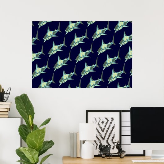decor shark patroon poster (Thuiskantoor)