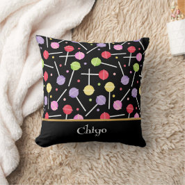 Decora Candy Lollipop Geblokt Zwart Kussen