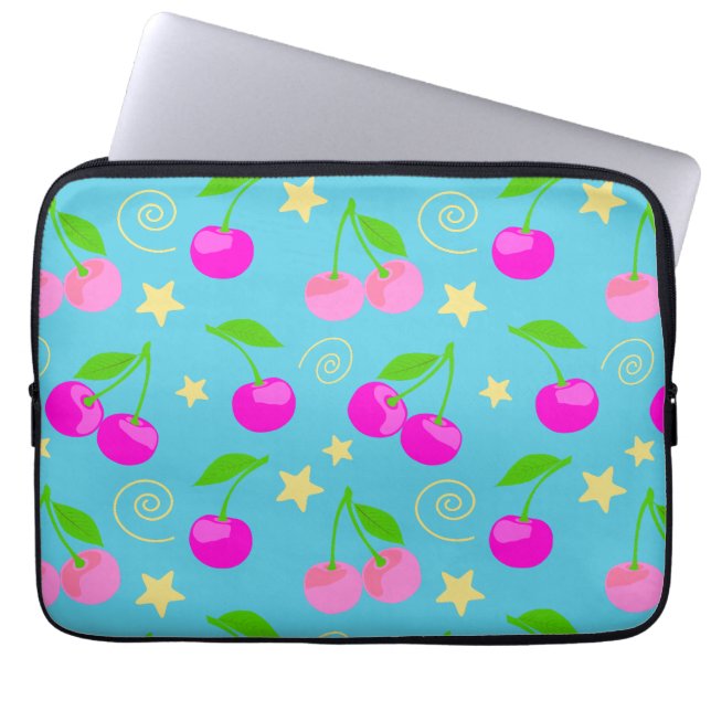 Decora Kei Cute Kersen Patroon Laptop Sleeve (Voorkant)