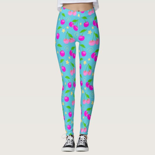 Decora Kei Rainbow Cherry Pattern Leggings (Voorkant)