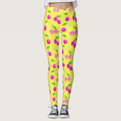 Decora Kei Rainbow Cherry Pattern Yellow Leggings (Voorkant)