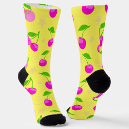 Decora Kei Regenboog Kersenpatroon Geel Sokken