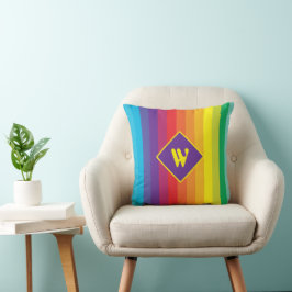 Decora Kei Vet Gebreide Regenboog Gestreepte Monog Kussen