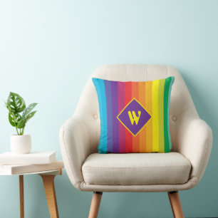 Decora Kei Vet Gebreide Regenboog Gestreepte Monog Kussen