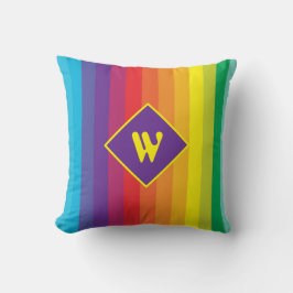 Decora Kei Vet Gebreide Regenboog Gestreepte Monog Kussen