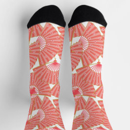 Decora Roze Japanse Geisha Waaiers Patroon Sokken