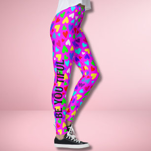 Decora Stijl Aangepaste Tekst Regenboog Hart Kawai Leggings