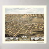 Decorah, Iowa Panoramic Map - 1870 Poster (Voorkant)